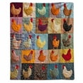 thumbnail image 2 of Flannel Chicken Pattern Blanket, Multiple Adorable Chicken Designs, Soft and Cozy Throw, Versatile for Sofa or Bed, Home Decor Gift for Animal Lovers, 2 of 3
