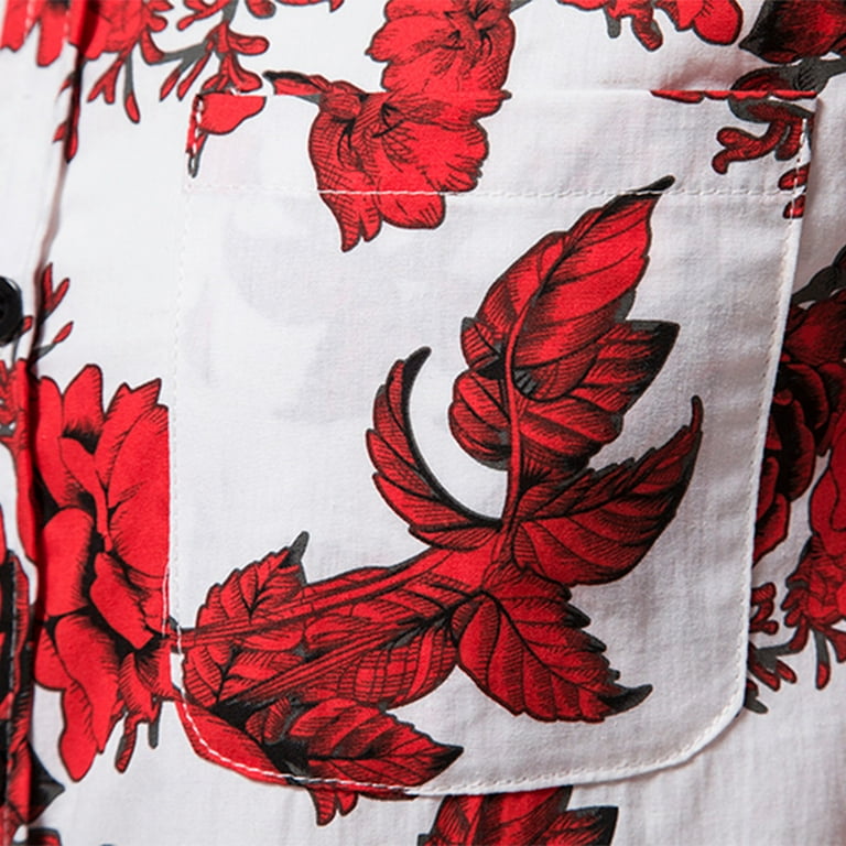 Leesechin Mens Floral Print Dress Shirt Flower Pattern Slim