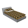 thumbnail image 2 of Checkered Fitted Sheet & Pillow Sham Set, Illusion Like 3D Bicolored Square Pattern Chess Inspired Vintage, Decorative Printed 2 Piece Bedding Decor, Twinxl, Charcoal Grey Pale Coffee, by Ambesonne, 2 of 2