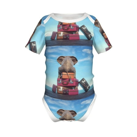 

Adobk Elephant Sits Print Baby Climbing Clothes Jumpsuit Rompers Classic Rompers Child Short sleeve Bodysuits-18 Months