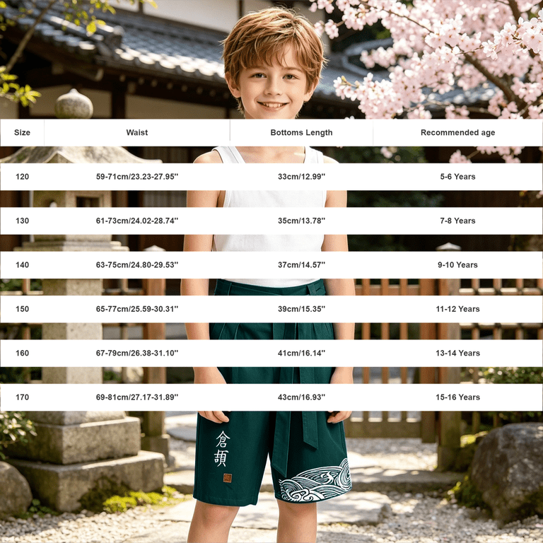 XXWXYD Boys Japanese Kimon𝗈 Linen Capr𝗂 Kids Traditional Beach