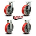 thumbnail image 2 of 12 Inch Heavy Duty Red Poly on Cast Iron Wheel Caster Set 2 Swivel 2 Rigid SCC, 2 of 2