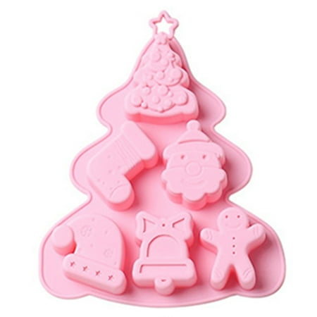 

DIY Fondant Christmas Silicone Mold DIY Chocolate Candy Pastry Fondant Mold Reusable Resin Kitchen Baking Tool A Pink