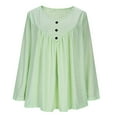 thumbnail image 6 of Lenpel Women's Plus Size Tops Long Sleeve V Neck Pleated Textured T Shirts Loose Tunic Tees Dressy Casual Blouses(Green,3X-Large), 6 of 7