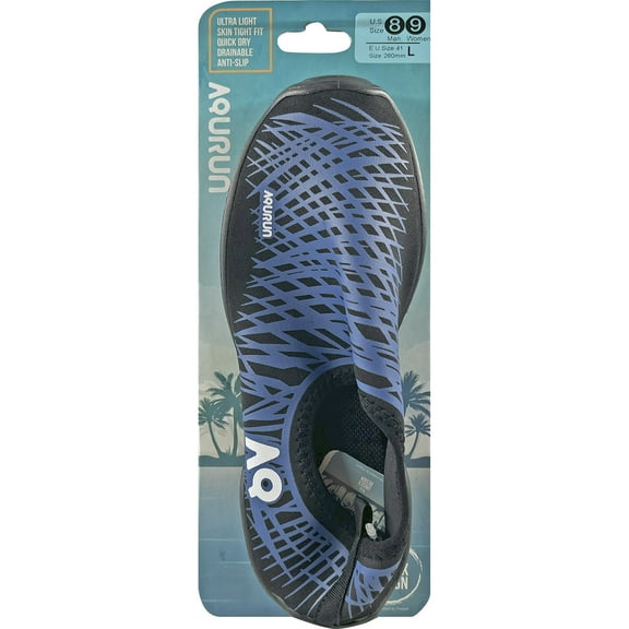 Aqurun Black/Blue Water Shoes Men's Size 8/ Women's Size 9