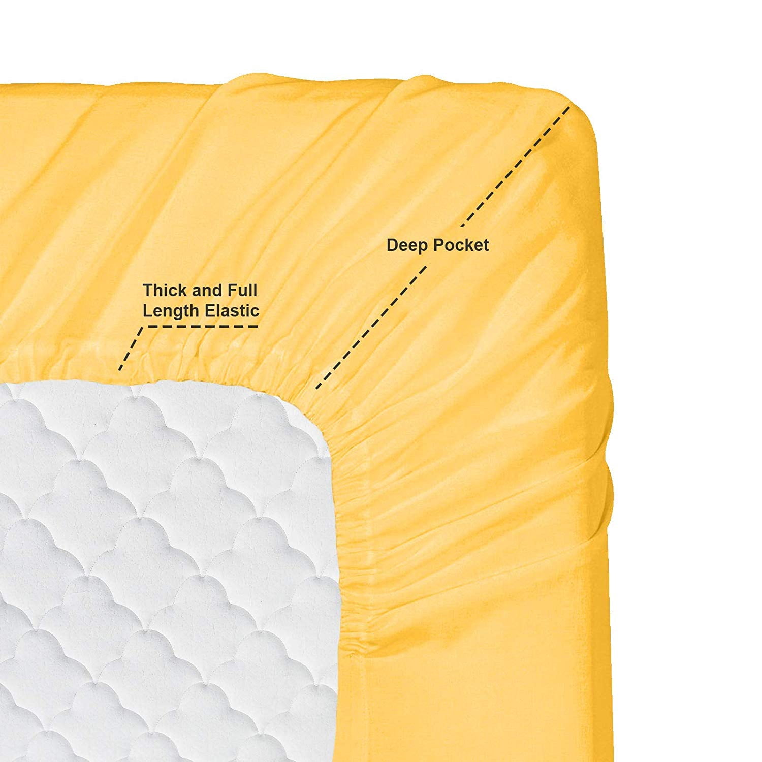Clara Clark 6 Piece 1800 Microfiber Collection Bed Sheet Set, Deep Pockets Fitted Sheet, Flex-Top King, Yellow