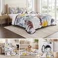 thumbnail image 6 of Twin Quilt Set 68''x86'', Botanical Flowers Lightweight Summer Bedspread Coverlet Set with 2 Pillow Shams, Farmhouse Pastoral Floral Plants Breathable All Season Quilt Bedding for Dorm/Bedroom, 6 of 9