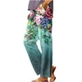thumbnail image 2 of Qeaghou High Waisted Linen Pants Women Summer Casual Floral Printed Pants Loose Fit Straight Leg Cropped Pants Trousers Prime Day, 2 of 5