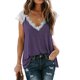 thumbnail image 2 of Camiseta de mujer Encaje Cuello en V Sin mangas Casual Loose Girl Summer Top, Morado, S Advancent  AP001333-11, 2 of 5