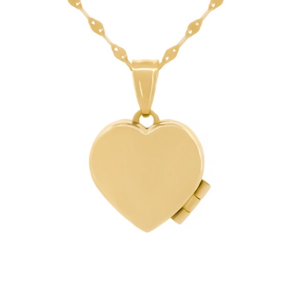 Cadena Con Dije De Corazón Relicario Liso Oro Sólido 10k