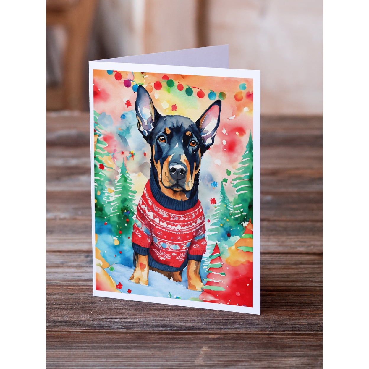 Doberman Pinscher Christmas Greeting Cards Pack of 8 7 in x 5 in
