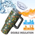 thumbnail image 5 of 40oz Pioneer Flower Floral Print Pattern Insulated Tumbler with Handle, BPA-Free Leak Proof Lid and Straws, Double Wall Vacuum, Hot 12h/Cold 34h, 5 of 6
