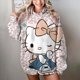 thumbnail image 1 of Sudadera con capucha de estilo hip hop para mujer, informal, con estampado de Hello Kitty, de gran tamaño, holgada, a la moda, para otoño, 1 of 1