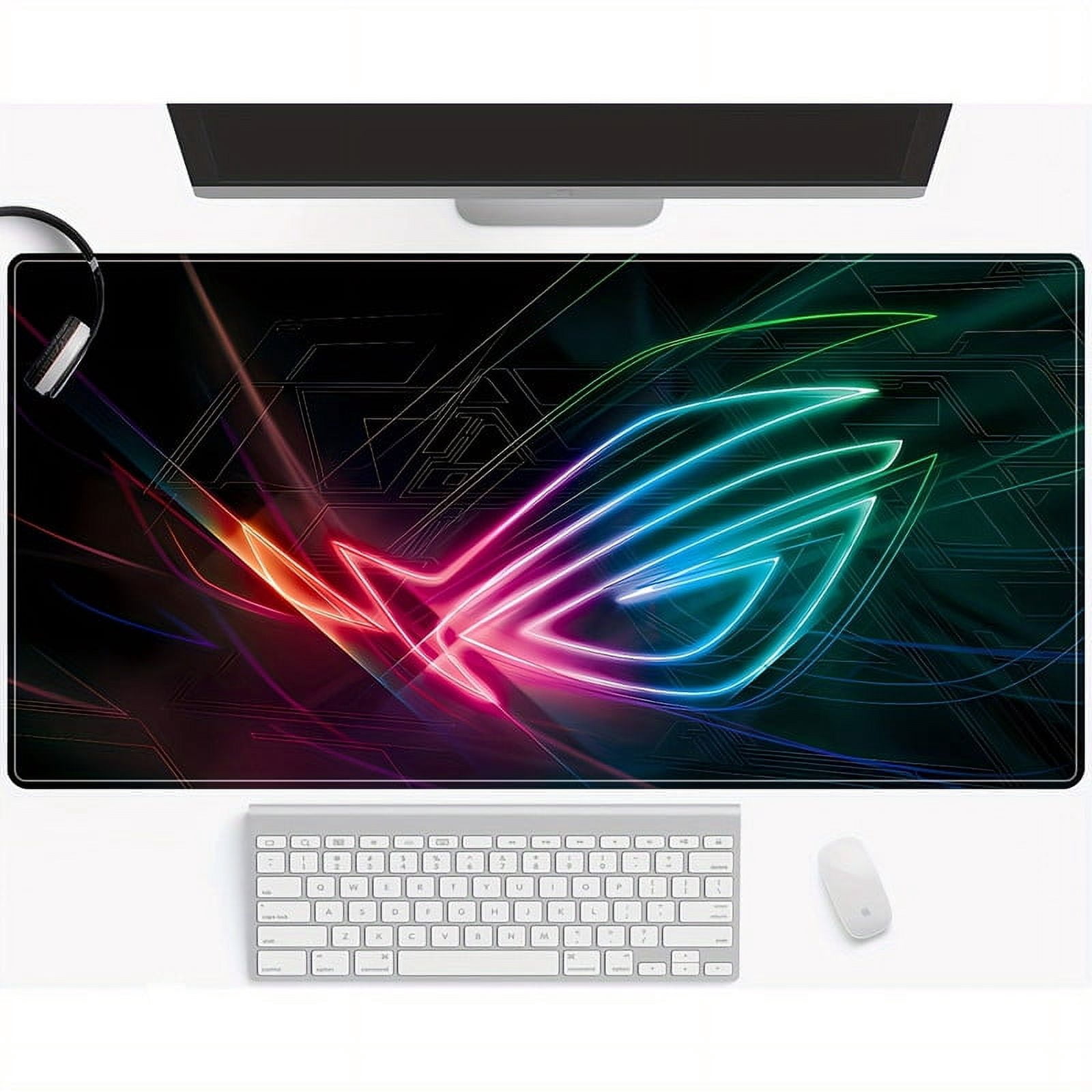 ASUS ROG Large Gaming Mouse Pad, Rectangular Rubber Deskpad Mat with Stitched Edges, Non-Slip Waterproof, Office Computer Accessory
