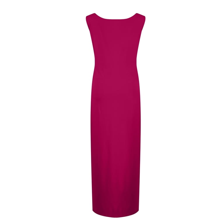 mohiass Womens Cocktail Bodycon Sleeveless Slim Casual Tank Long Maxi Dress Hot Pink 2XL
