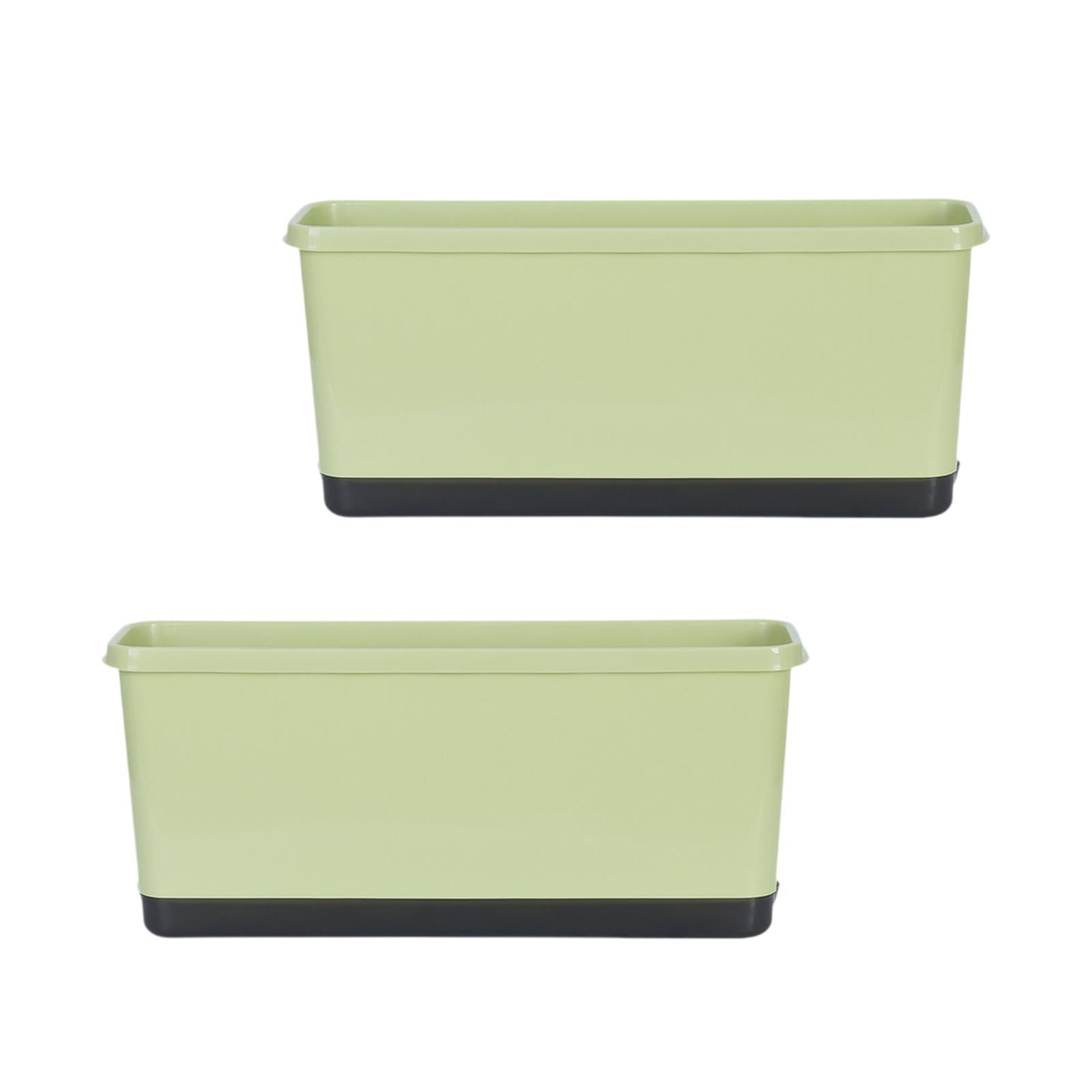 Bothyi 2 Pieces Window Box Planter Flower Pot Accessories Versatile with Drainage Holes Light Green