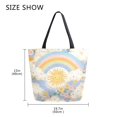 thumbnail image 5 of FORMRS Womens Canvas Tote Bag with Zipper Inner Pocket Shoulder Handbag, Purple Rainbow Clouds, 5 of 7