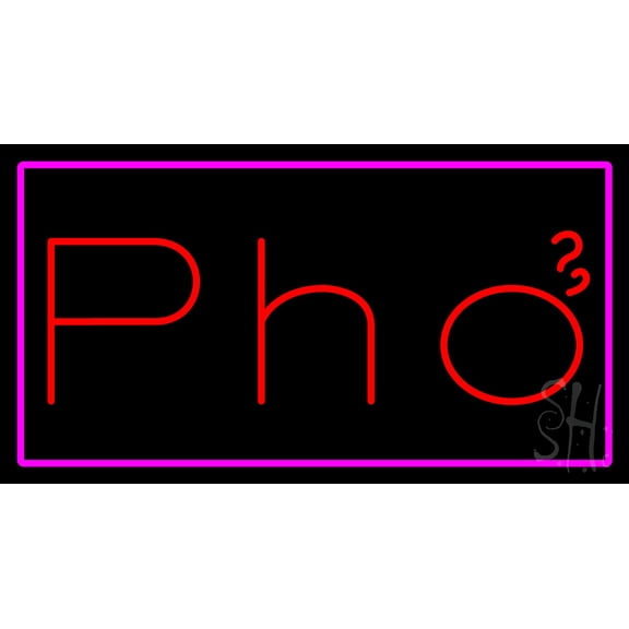 Red Pho Rectangle Pink LED Neon Sign 20 x 37 - inches, Black Square Cut Acrylic Backing, with Dimmer - Bright and Premium built indoor LED Neon Sign for restaurant window and interior decor.