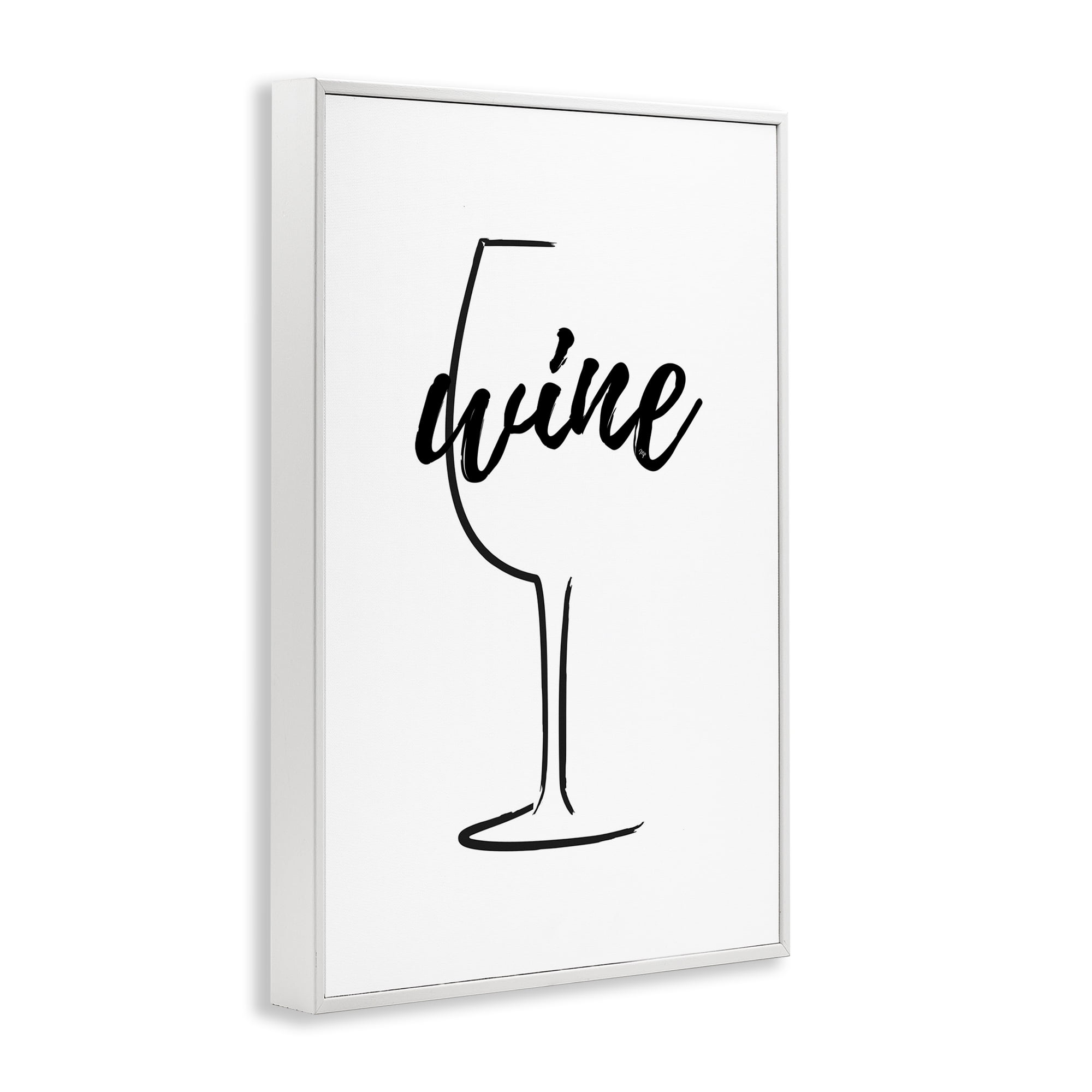Stupell Industries Minimal Wine Glass Food & Beverage Painting White Framed Art Print Wall Art, 16 x 24