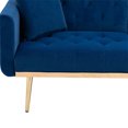 thumbnail image 5 of Velvet Futon Sofa Bed with 2 Pillows, Modern Tufted Upholstered Accent Sleeper Sofa Couch with Adjustable Backrest and Golden Metal Legs, Folding Loveseat Sofa Recliner Couch for Bedroom, Navy, 5 of 7