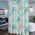 thumbnail image 3 of Teal Sea Turtle Starfish Shower Curtains for Bathroom, Summer Beach Coral Shell Blue Washable Fabric Shower Curtain with Hooks Waterproof Bathroom Decor Sets, 60 x 72 Inches, 3 of 9