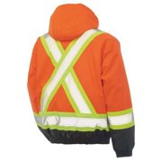 Mens Hi-Vis 3-in-1 Safety Bomber Jacket, 300D Poly Oxford with PU Coating, Fluorescent Orange, L