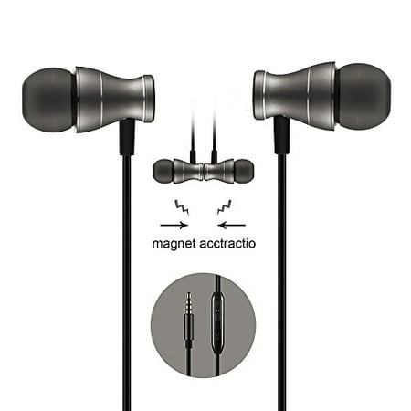 Headphones In-Ear Earbuds Earphones 3.5mm Metal Housing Magnetic Best Wired Bass Stereo Headset Built-in Microphone support (Best Bass Pickups For Metal)