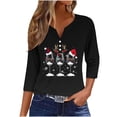 thumbnail image 2 of Puntoco Blusa informal de cuello redondo con mangas 3/4 cortas y estampado a la moda para mujer, 2 of 5