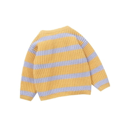 

Boys Sweater Baby Toddler Kids Stripe Long Sleeve Warm Cute Casual Toddler Pullover Knit Sweaters 6-9 Months