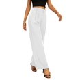 thumbnail image 4 of Pantalones de vestir FUNYYZO de cintura alta y pierna ancha para mujer, color blanco, 4 of 6