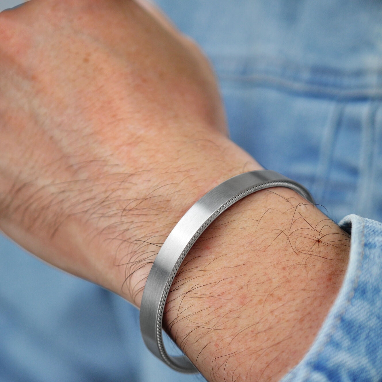 Metro Jewelry Smooth Cuff Bangle Bracelet for Men in Stainless Steel - 8.5 Inches Long