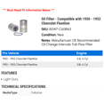 thumbnail image 2 of Oil Filter - Compatible with 1950 - 1952 Chevy Fleetline 1951, 2 of 2