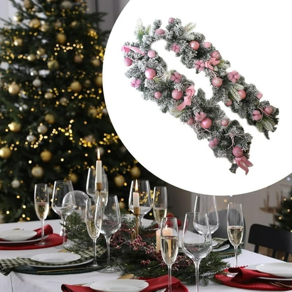 Christmas Garland Decorations Home Decoration Front Door Hanging Decor for Party Favors Supplies Holiday Bedroom Living Room, Pink