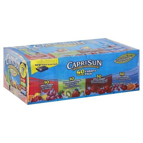 Caprisun Bebida suave lista para beber paquete variado, 1 bolsa – 40 bolsas por caja.