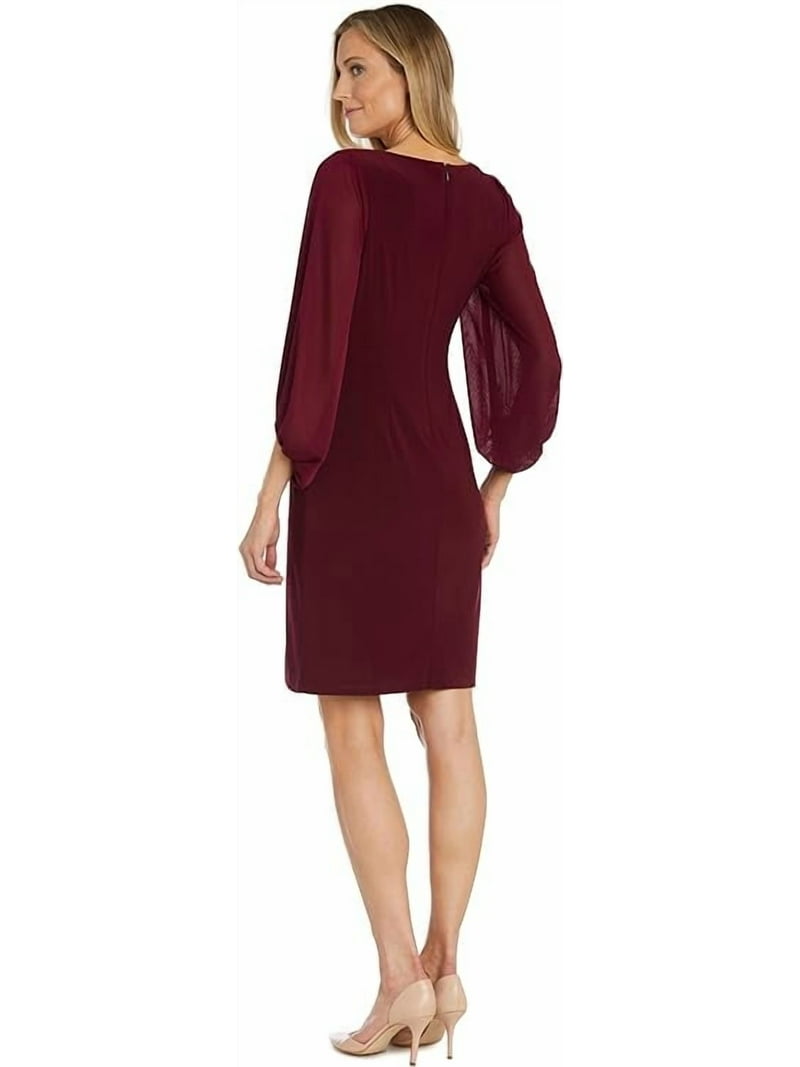r & m richards knee length dresses R & M Richards Women's Lace Two-Tone Halter Midi Dress - Mauve/Black