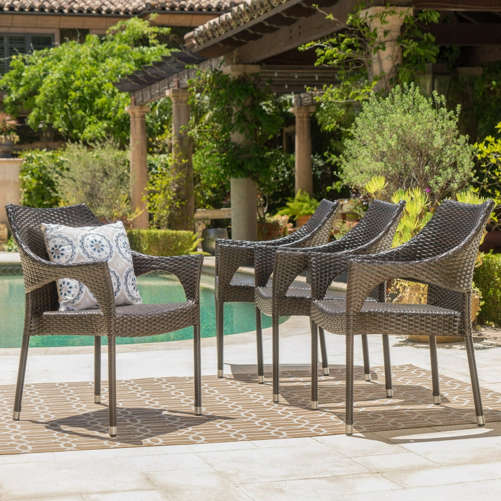 Martin Outdoor Wicker Stacking Dining Chairs, Set of 4, Multibrown - Walmart.com - Walmart.com