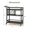 thumbnail image 3 of Giantex 3-Tier Bar Cart, Industrial Serving Cart w/Wine Racks & Glass Holders, Kitchen Rolling Cart, Rustic Brown, 3 of 8