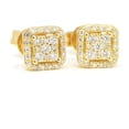 thumbnail image 4 of 14k yellow Gold 0.22Ct Round Diamond square stud Earrings Push Back Fastening, 4 of 12