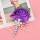 thumbnail image 5 of Broche de boda con ramillete floral para novios y novias, color morado oscuro, con rosas artificiales y perlas, 5 of 8