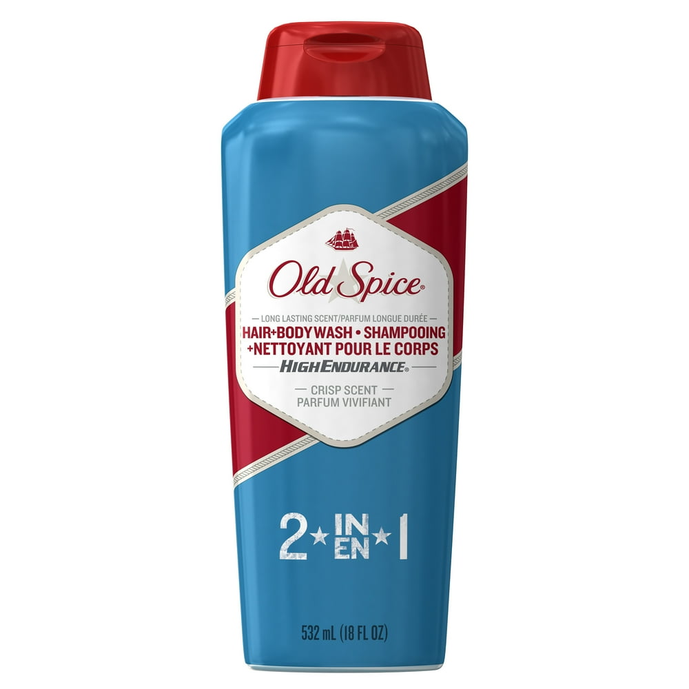 Old Spice High Endurance Hair + Body Wash for Men, Crisp Scent, 18 fl