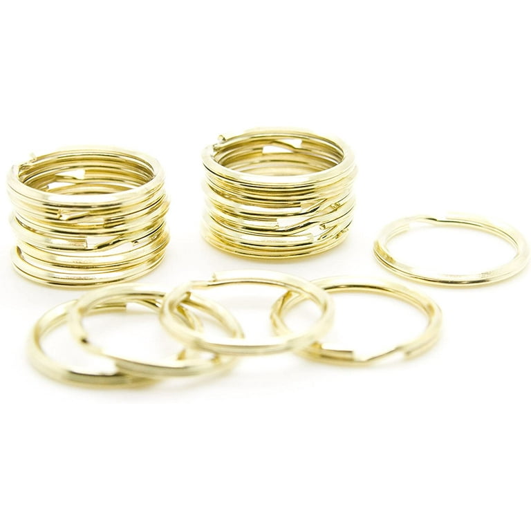  100pcs - 1 (25mm) Gold Brass Plated Steel Key Rings Split Rings  Heavy Duty