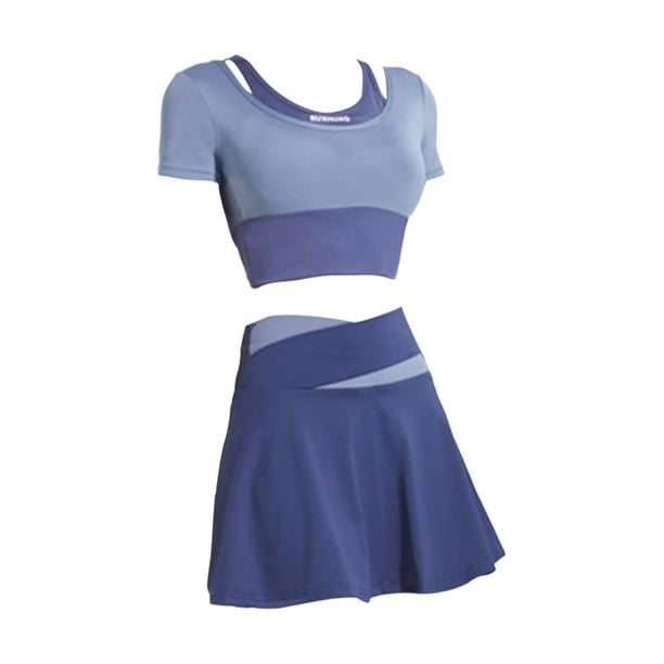 Faldas de entrenamiento de manga corta, traje de falda de cintura alta, faldas deportivas, faldas de tenis para gimnasio, ropa deportiva para correr,