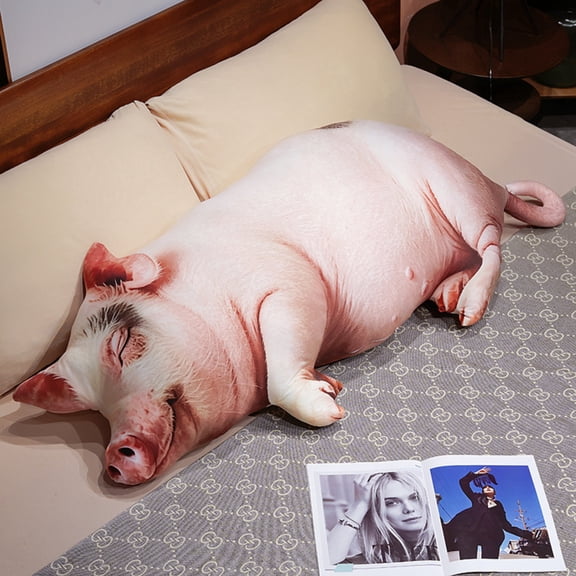 Giant Realistic Pig Plush Pillow, Creative Simulate The Sound of A Pig "Oink" Cuddy Cushion Stuffed Toy Gift