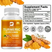 1500mg Turmeric Curcumin with Black Pepper & Ginger - Turmeric Extract with 95% Curcuminoids - Enhanced Absorption, Joint Support Supplement 90 Count