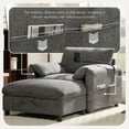 thumbnail image 3 of 38" Oversized Single Chair with Storage Ottoman, USB & Type-C Charger, Phone Holder, Accent Chair for Living Room or Bedroom,Gray, 3 of 7