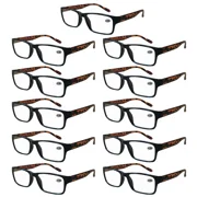 11 Packs Unisex Square Frame Blue Light Blocking Computer Reading Glasses Readers for Men Women +2.50