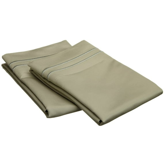 800-Thread Count Embroidered 2-Piece Egyptian Cotton Pillowcase Set by Blue Nile Mills, King, Sage