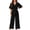 Black, variant on Summer Women Wide Leg Jumpsuit Short Sleeved Front Fastening Long Length One Piece Pants