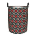 thumbnail image 1 of Balery Red And Orange On Blue Teal Cesta de ropa redonda con asas, impermeable, independiente, para ropa, juguetes, dormitorio y familia-Small, 1 of 6