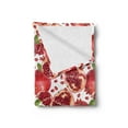 thumbnail image 2 of Harvest Soft Flannel Fleece Blanket, Exotic Tropical Pattern Complete and Peeled Pomegranates Image with Leaves, Cozy Plush for Indoor and Outdoor Use, 60" x 80", White and Vermilion, by Ambesonne, 2 of 5